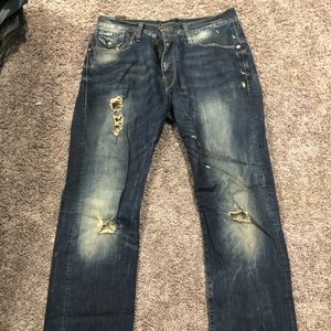 G Star Raw 3301 Straight Leg 32 /32 Destroy Jeans